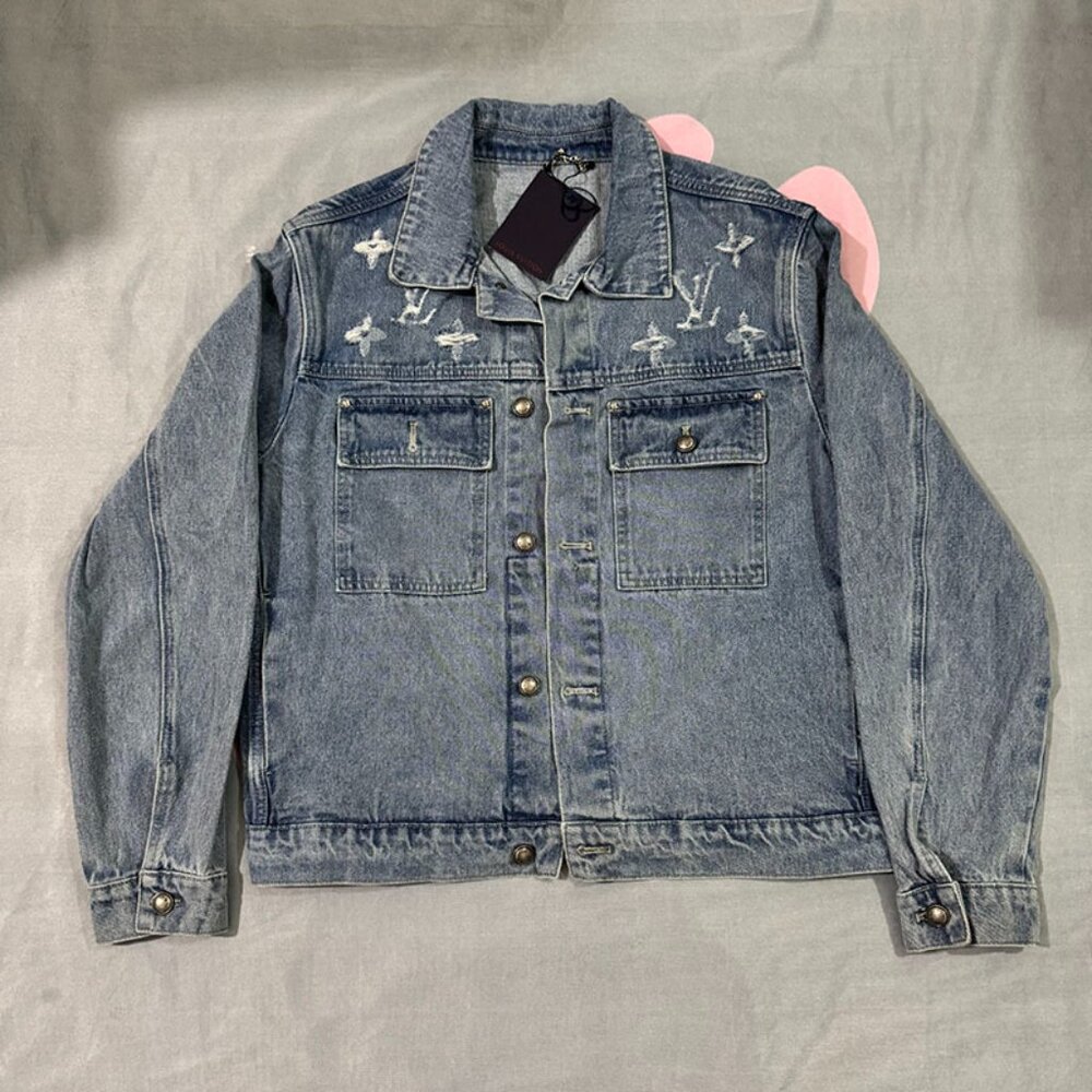 Louis Vuitton Single Breasted Lapel Collar Long Sleeved Denim Jacket